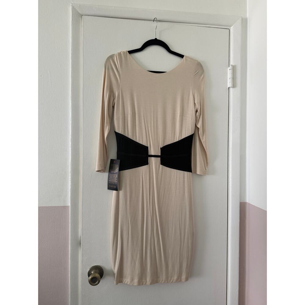 NWT Bebe cream and black dress (Medium)